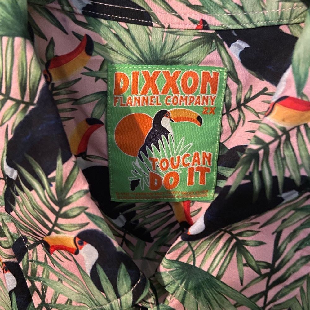 DIXXON Toucan Print Men's Shirt - Black and Green - Picture 2 of 3